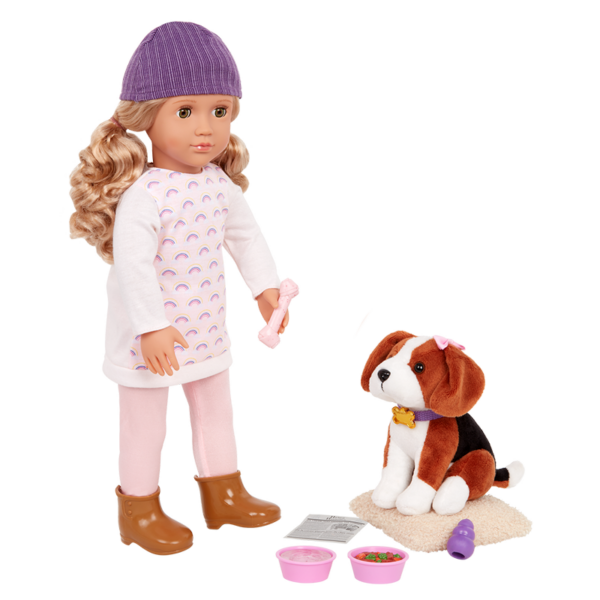 Set kukull - Ember and Elsie - Doll and Pet 46 cm - 15 cm Beagle Dog Plush - Our Generation