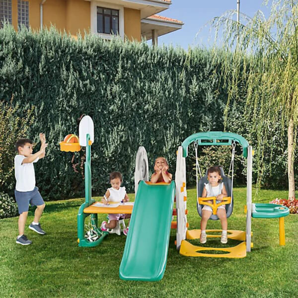 Set me shumë aktivitete  7 në 1 Kids Garden Playground Set, Indoor & Outdoor Playground Set Climbing Frame, Swing and Slide Set Dolu